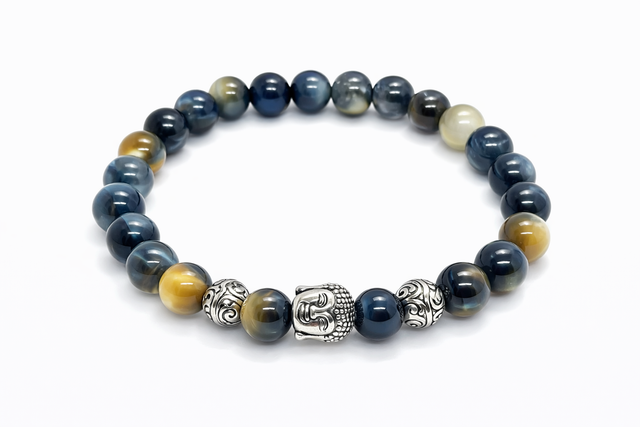 Bracelet Œil de Tigre Bleu &amp; jaune – Harmonie &amp; Protection