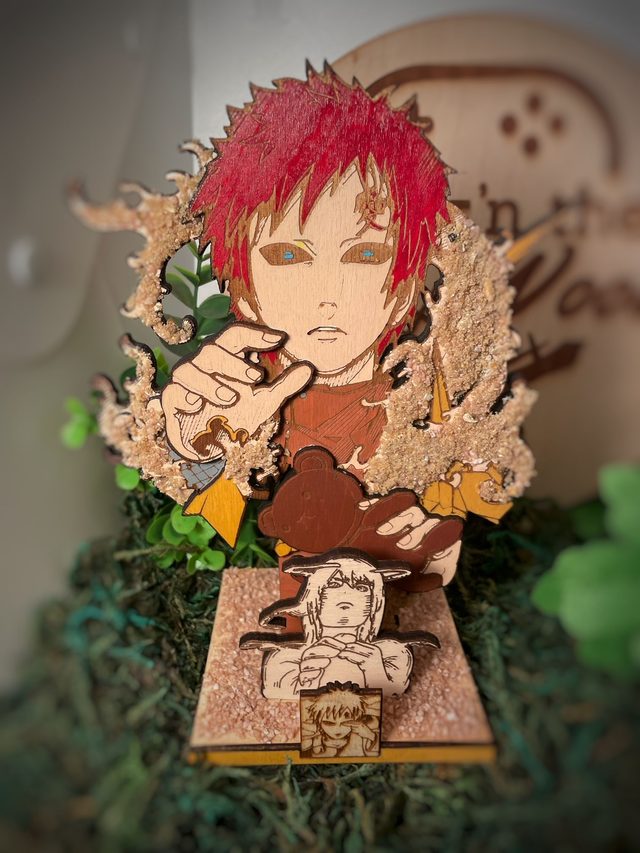 Figurine Naruto, Gaara en bois.