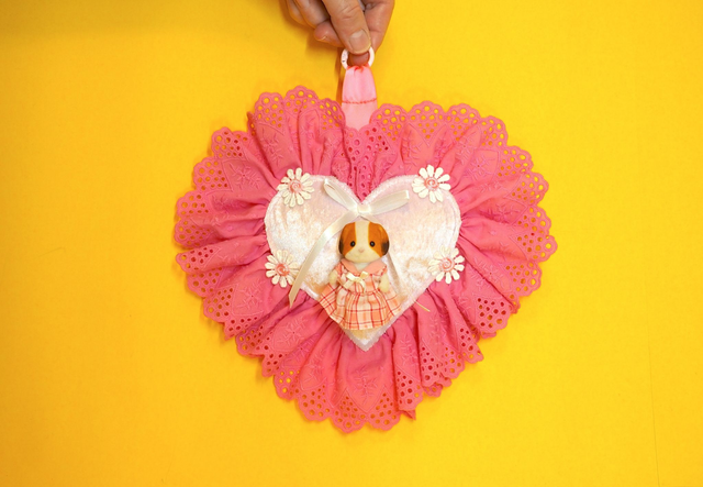 Dog Sylvanian Family Pink Heart Bag Charm