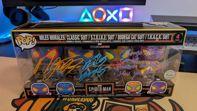 Funko Pop Marvel Spider-Man Miles Morales 3 Pack Signed By Nadji Jeter with SWAU COA