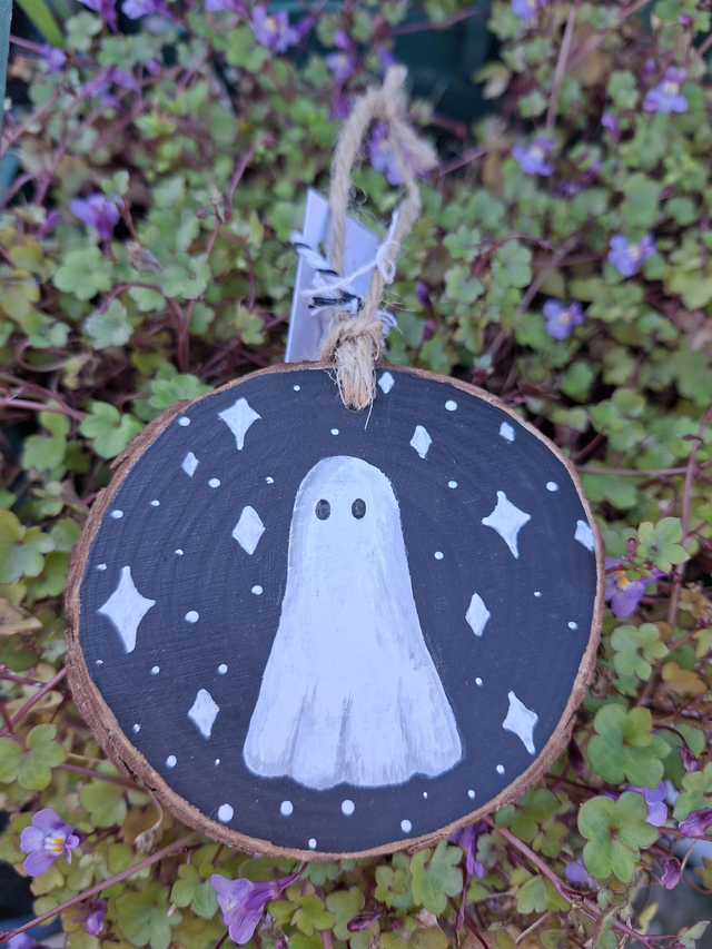 Hand-painted Ghost Woodslice- Whisper