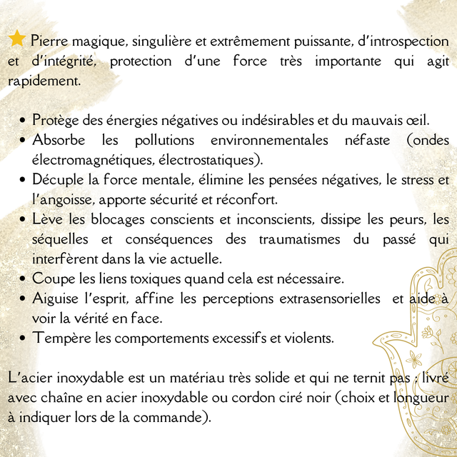 Pendentif "Talisman Protection" Obsidienne dorée et Cristal de roche (Quartz incolore)