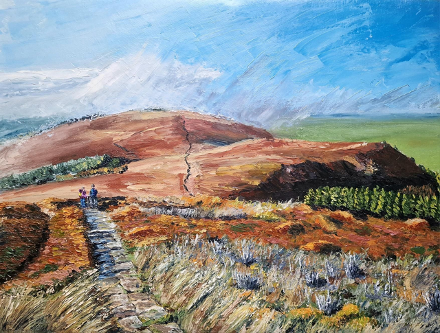 Walkers on the Cleveland Way on Carlton moor. 