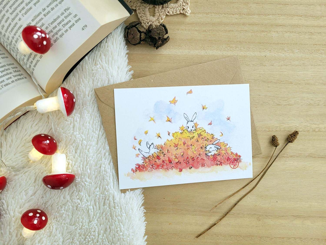 Lapins et feuilles d&#039;automne