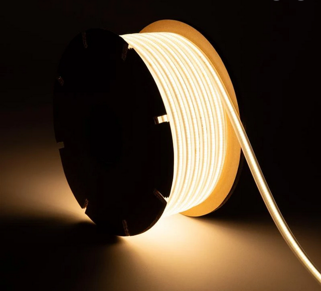 Ruban LED Dimmable 220V COB 320 LED/m BOBINE 50m 8W/m 720lm/m Largeur 12mm Coupe 50cm IP65 CRI90