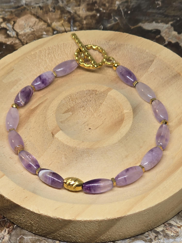 Bracelet Améthyste ovale 1cm