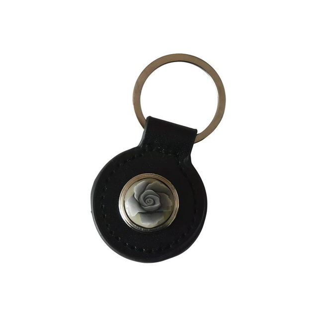 Porte-clés simili cuir noir rose noire