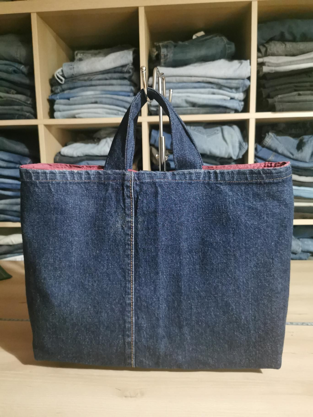 Sac cartable revisité #136 - Porté main et tissus contrastés