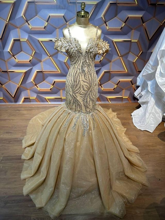 Robe de Mariée Sirène avec Paillettes Perles Col Coeur / Réf : RMS95