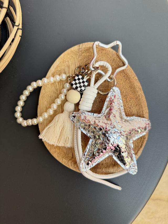 Porte-Clé Bijou de sac Etoile argentée