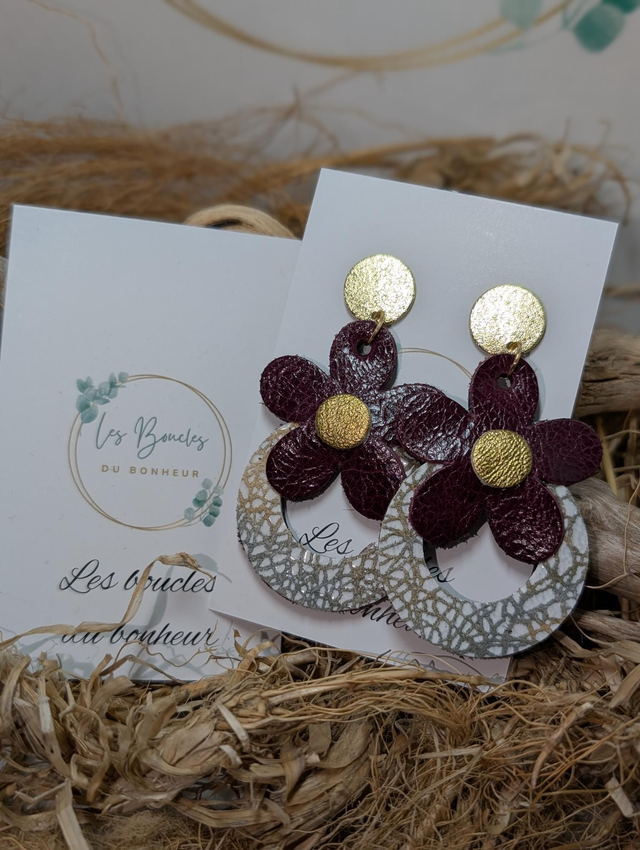Boucles d&#039;oreilles Baby Marguerite bordeaux bm1156
