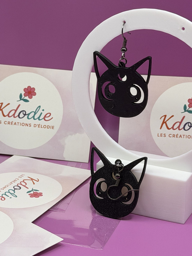 Boucles d'oreilles chat d'un célèbre dessin animé - Attaches Inox