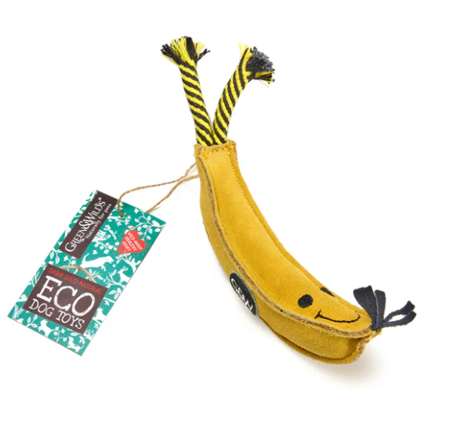 GREEN &amp; WILDS BARRY THE BANANA ECO DOG TOY