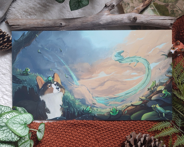 Tableau Corgi &amp; Dragon du Temps