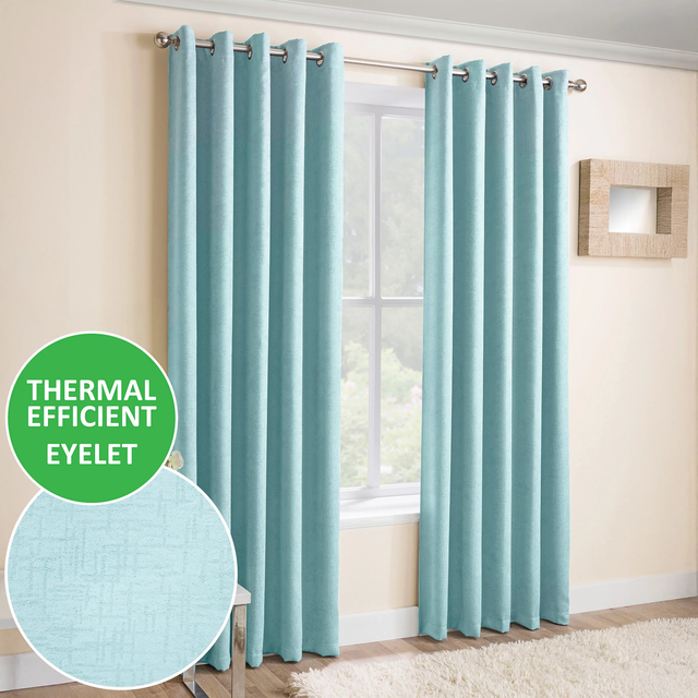  Enhanced Living Vogue Sky Blue Thermal Room Darkening Readymade Eyelet Curtains