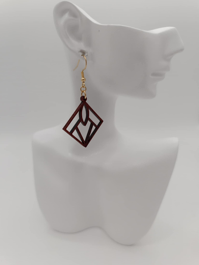 Boucles d&#039;oreilles en bois Losange fin