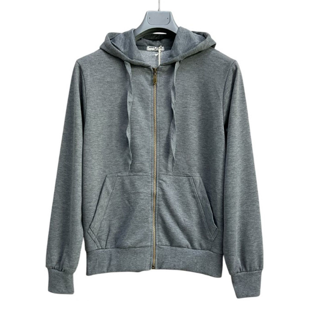 Felpa basic con cappuccio zip 48623