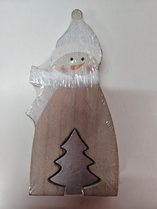 Deko-Schneemann mit 3D-Tanne – 15 x 7,5 x 2 cm