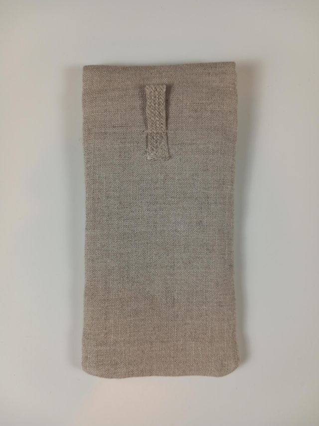 Étui à lunettes ou pochette téléphone lin brodé "Mannequin"