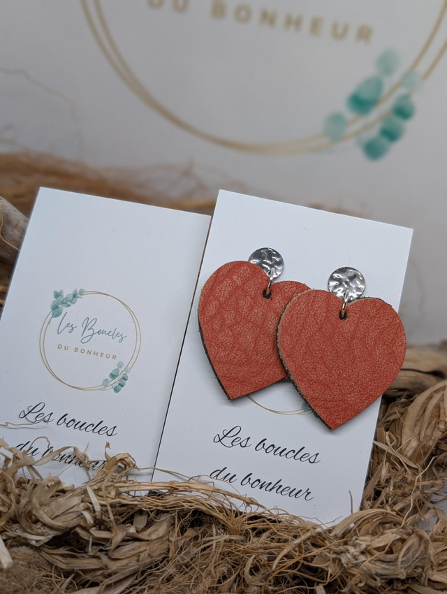 Boucles d&#039;oreilles Coeur ❤️ orange nc009