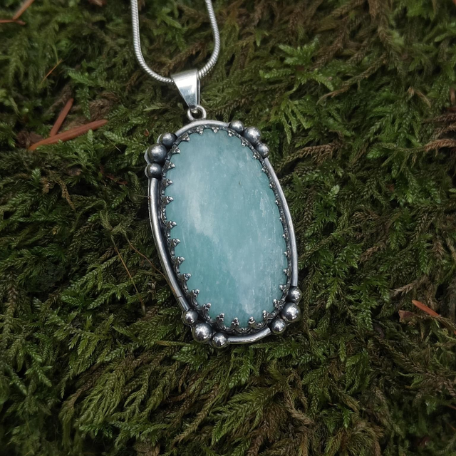 Pendentif Argent Massif et Amazonite