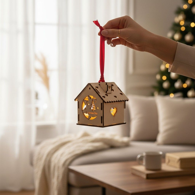 Décoration de sapin de Noël maison en bois, cadeau personnalisé - chalet de Noël déco Sapin design