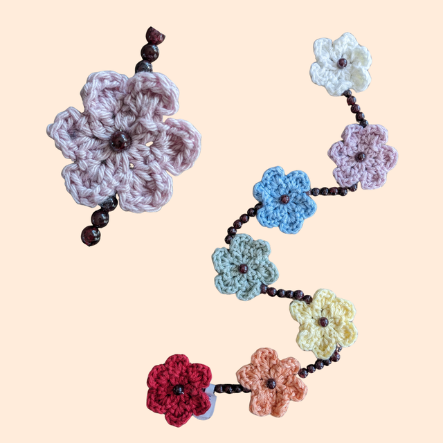 Guirlande de chakras "Fleurs & grenat"