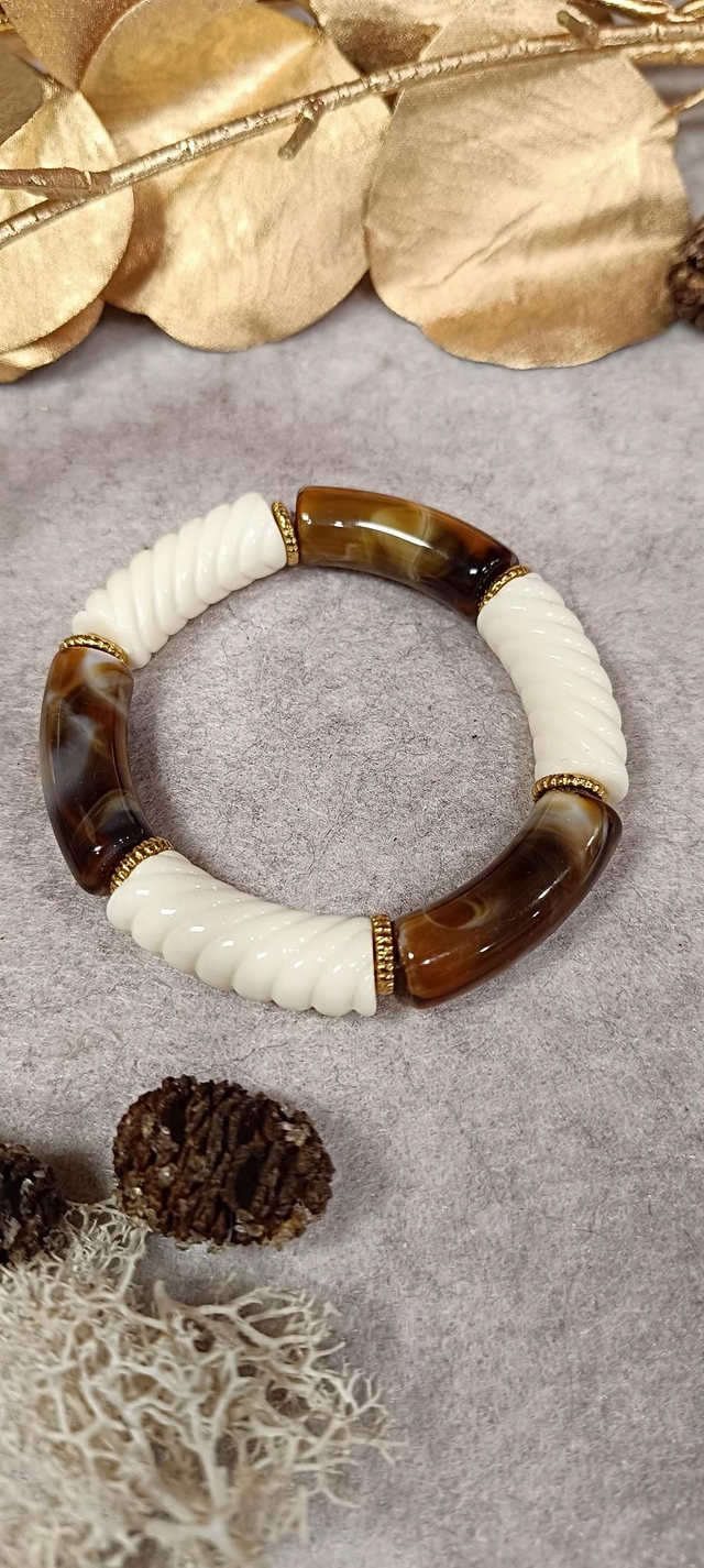 Bracelet perles café au lait