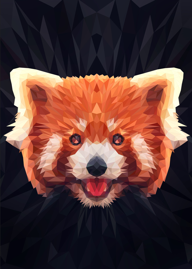 Poster Panda Roux low poly