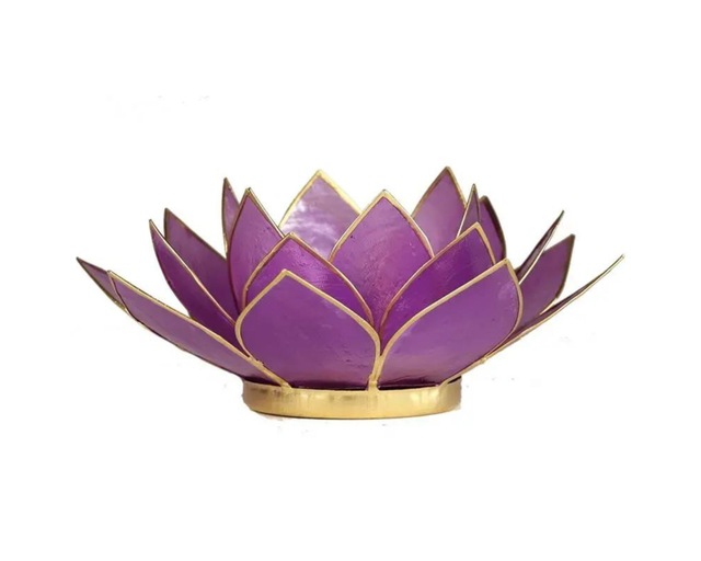 Bougeoir lotus lilas bords dorés