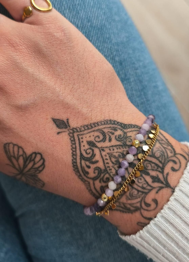 Bracelet Lépidolite et Hématite 