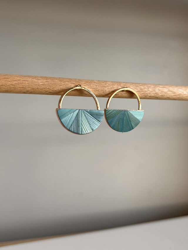 Puces d'oreille demi-rond bleu