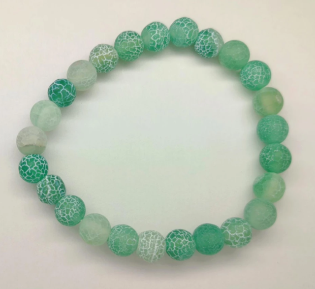 Bracelet en Agate verte Patinée 8mm