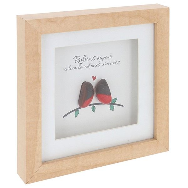 Robins Appear When Loved Ones Are Near Pebble Glass Plaque – Memorial Gift