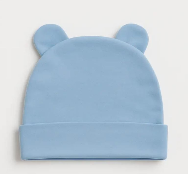 Baby-Mütze Uni 100% Baumwolle Himmelblau