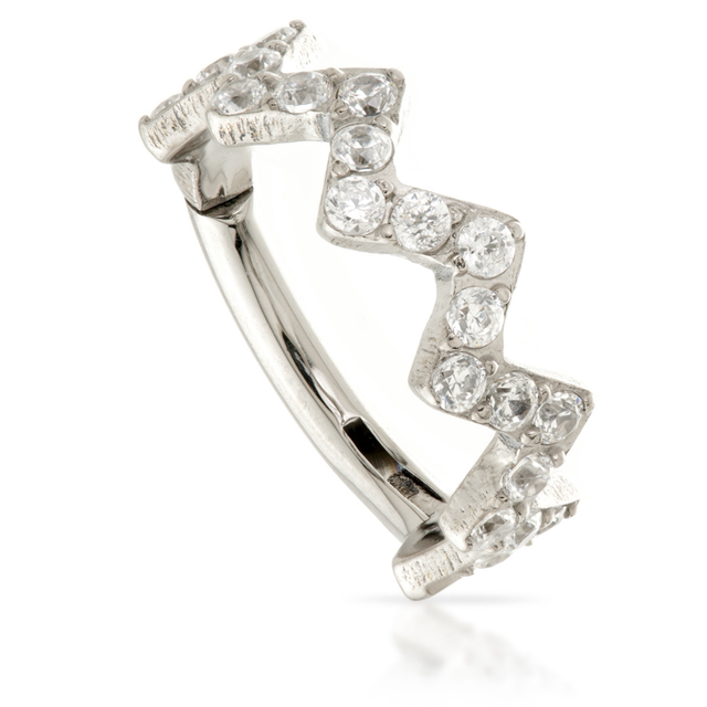 Titanium Pavé Zig Zag Hinged Huggie Hoop (pair)