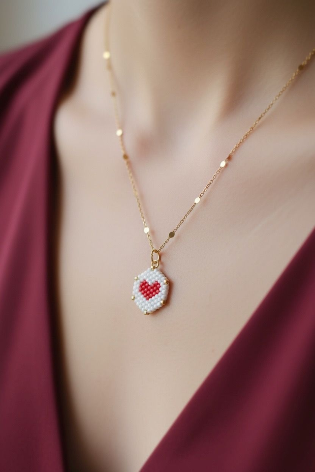 Pendentif hexagone coeur