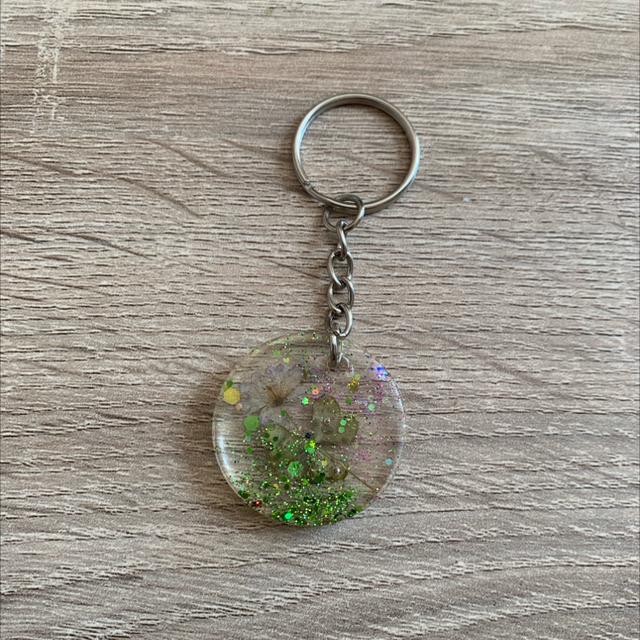 Porte-clés rond fleur