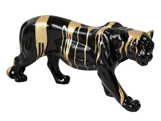 SCULPTURE PANTHERE RESINE L 80 CM NOIR TRASH OR