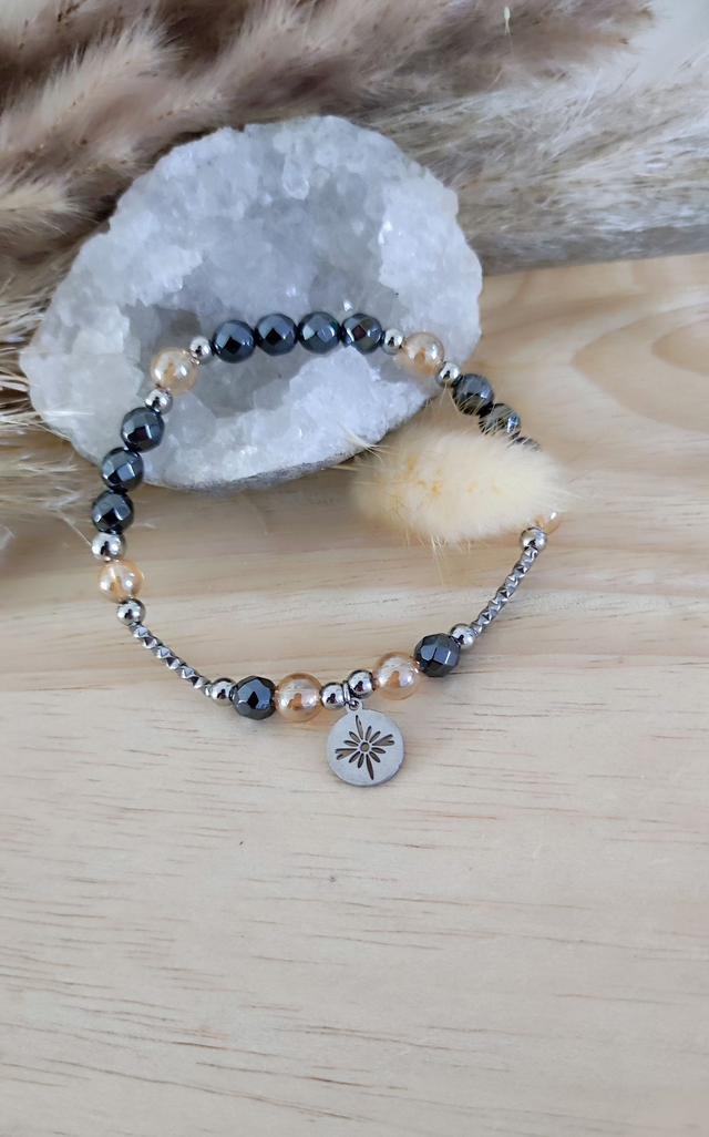 Bracelet "Confiance en soi" Hématite facettée