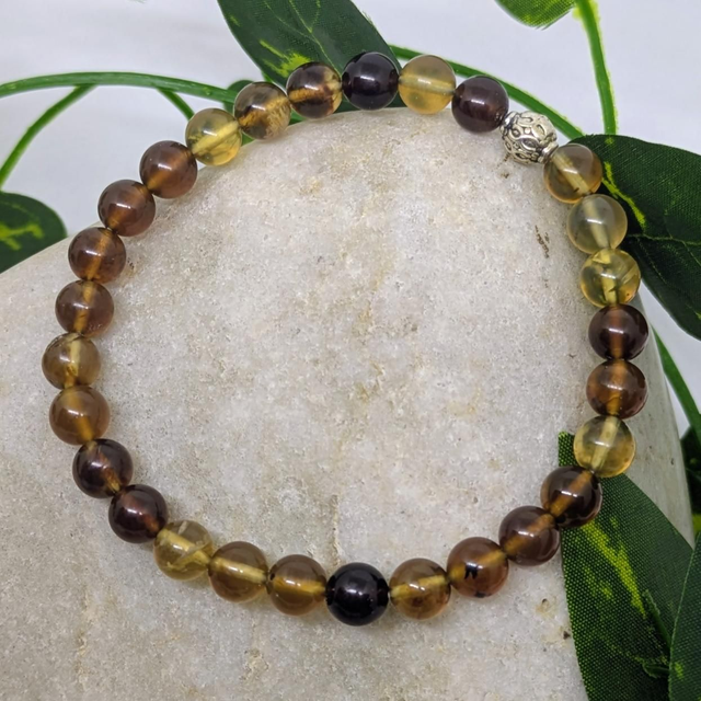 Bracelet &quot;Ambre bleu&quot; 6mm BR-057