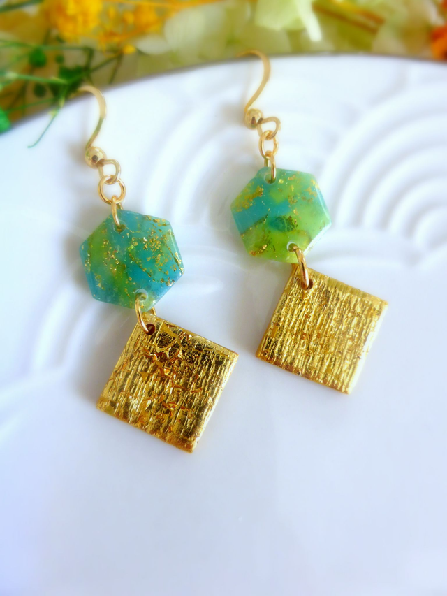 Boucles d'oreilles géométriques - Jardin d'or