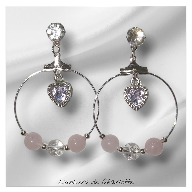 Boucles d&#039;oreilles &quot;Quartz rose&quot; BO-162