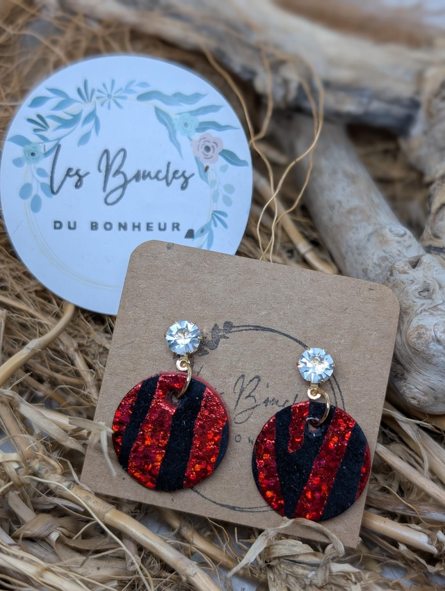 Boucles d'oreilles Anti Gaspi rouge zèbre ag037