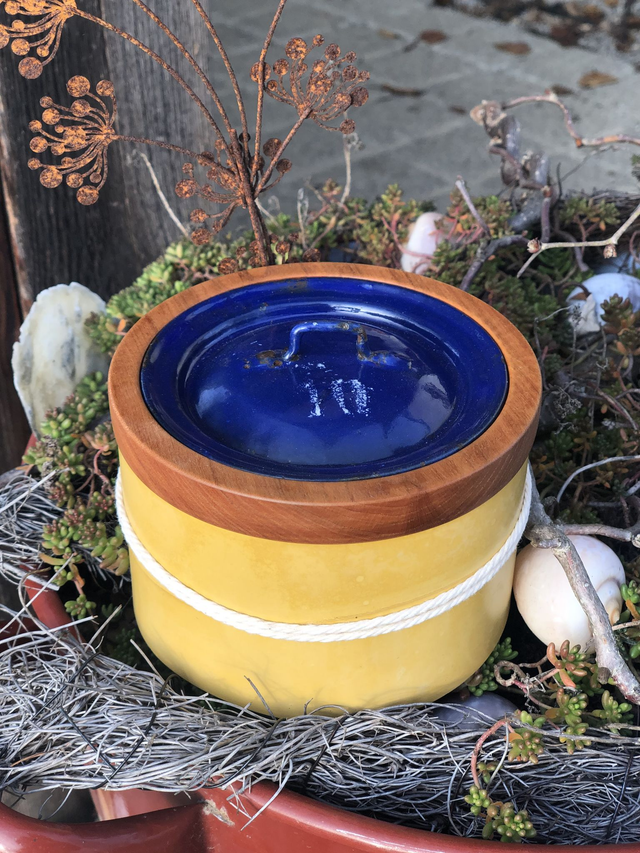 Upcycling Aufbewahrung M Emaille blau