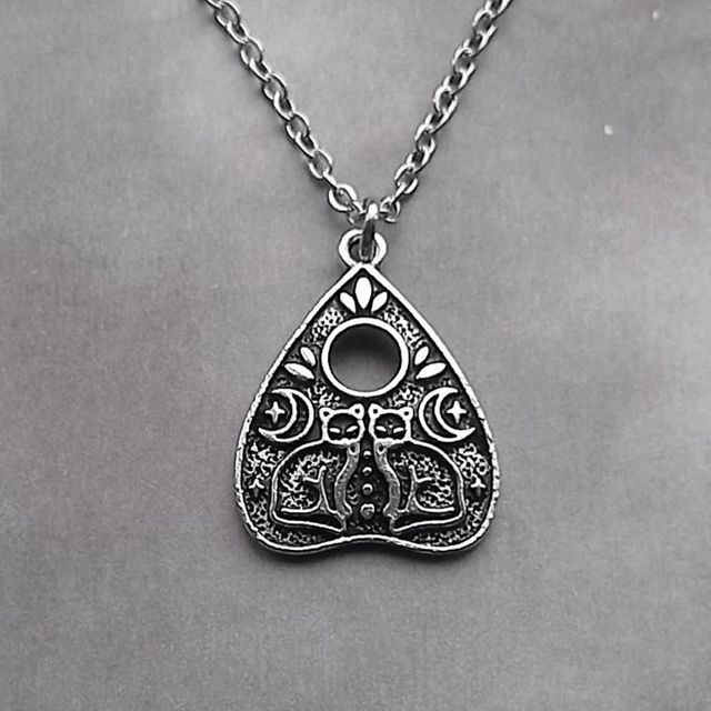 Two Cat Planchette Necklace 