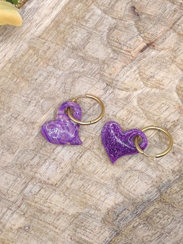 Choupettes Cœur Réversible Violette effet Pierre