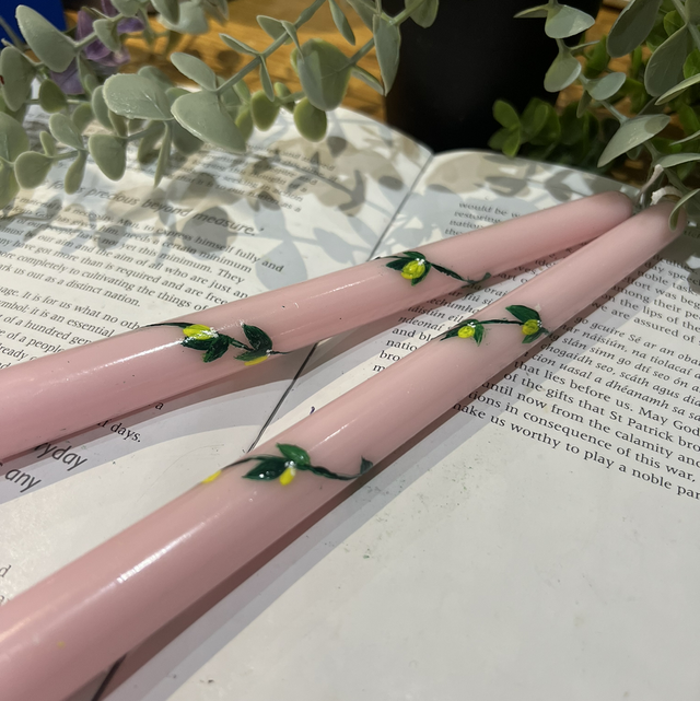 Hand painted taped candle