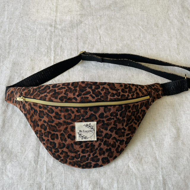 Sac banane velours léopard S