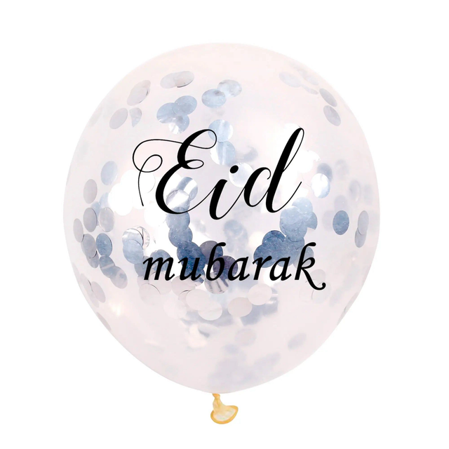 Eid Confetti Balloon Silver 12" - 5 pack